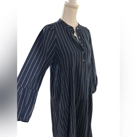 Pietsie bohemian flowy San Pancho Striped Navy Blue Maxi Dress Size medium - Picture 5 of 8